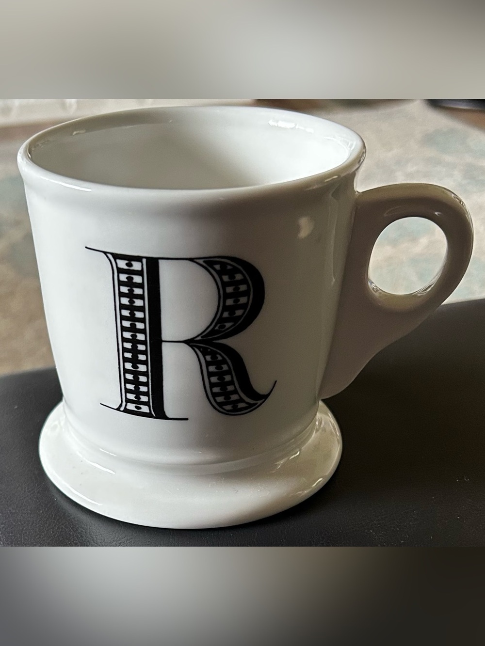 Monogram 'R' White Ceramic Coffee Mug - Classic Initial Cup